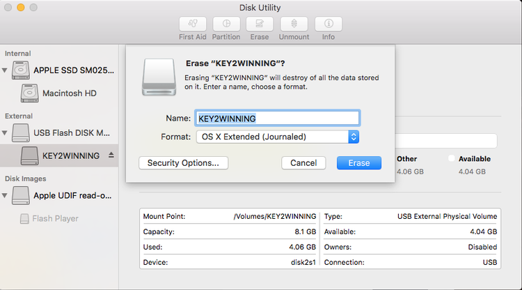format thumb drive for mac clean install